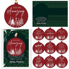 Suzile 50 Sets Christmas Appreciation Gifts Red Acrylic Christmas Tree Orname...