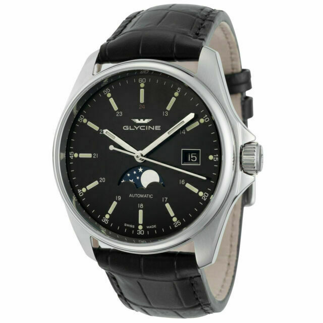 glycine combat stainless steel case men's automatic watch