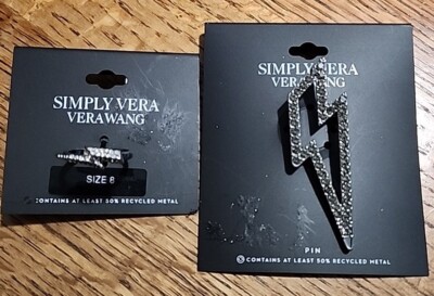 Simply Vera Vera Wang Black Lightning Bolt Brooch Pin And Ring