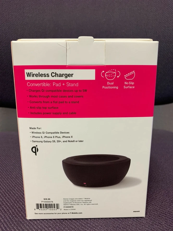 Carregador sem fio T-Mobile Twisty (preto) 5W - Imagem 3 de 4