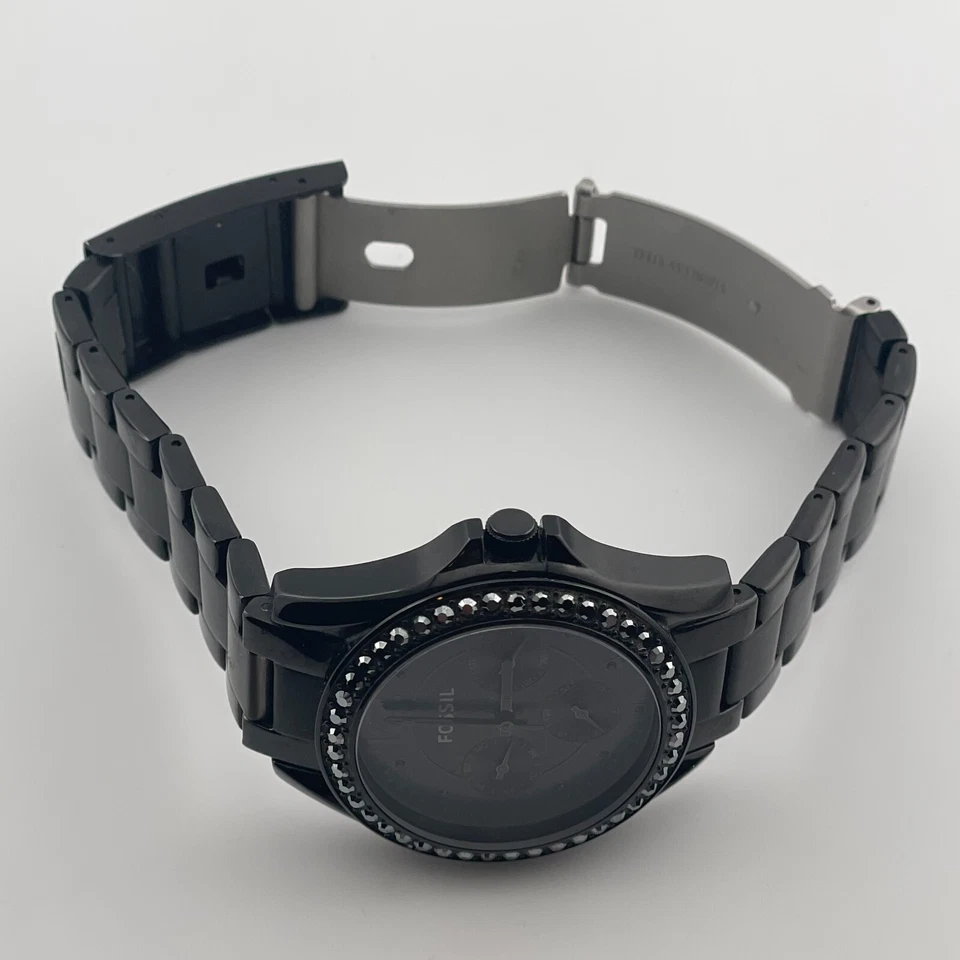 Reloj Fossil Riley ES4519 Mujer Día Fecha 24H Cuarzo Raro Todo Negro Caja 38mm Foto 2 de 4