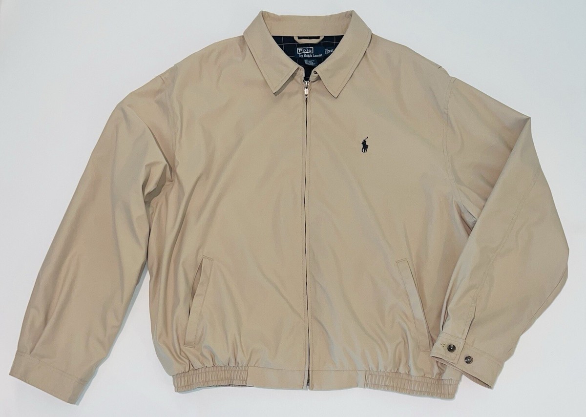 Vintage POLO Ralph Lauren Khaki Tan Harrington Bi-Swing Zip
