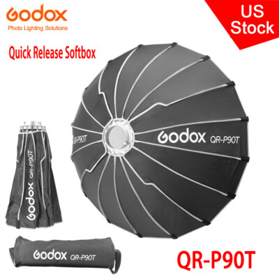 US Godox QR-P90T 90cm Quick Release Parabolic Softbox For Bowens Stroble Flash