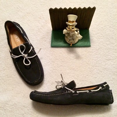 BORN MENS SHOES BOAT DECK LOAFERS LEATHER SUEDE SZ 9 / 42.5 NAVY M4446 NICE