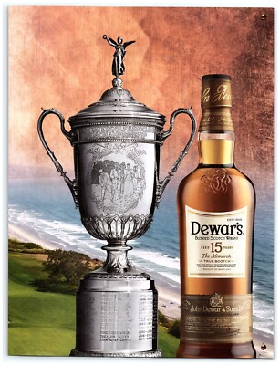 2021 Dewar's 15 Year Monarch Print Ad, PGA US Open Championship Golf Trophy