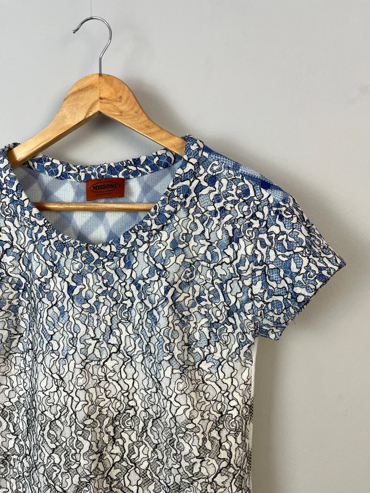 Camiseta Missoni Lujo Floral Multicolor Manga Corta Hecha en Italia Talla 38 Foto 3 de 4