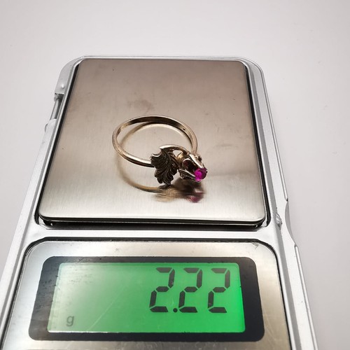 Vintage Women's Ring "Ruby Flower" 875 Sterling Silver,Jewelry,Gold Plated,Ruby - Picture 7 of 7