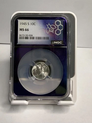 1945-S  Mercury Silver Dime 10c NGC MS66 - Trader Bea FLAWLESS