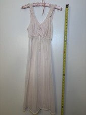 Vintage 60s Olga Pink Lace Chiffon Maxi Nightgown Lingerie Dress 32 Small/XS