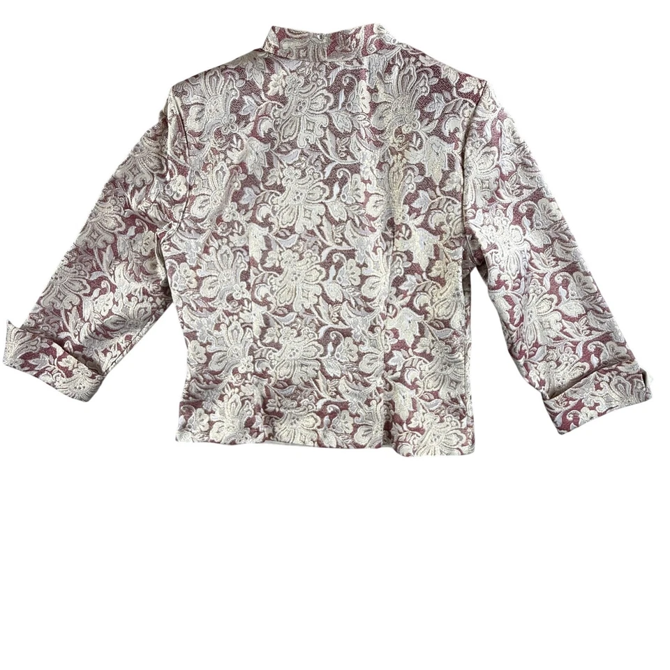 Traje Falda Mujer J.R. Nites by Caliendo 12 Borgoña Dorado Brocado Hecho en EE. UU. 41155 Foto 2 de 4