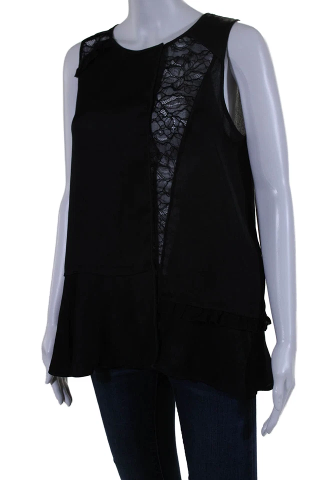 Camiseta sin mangas Marc By Marc Jacobs para mujer con inserción de encaje negra talla pequeña Foto 2 de 4