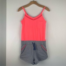 Ivivva Lululemon Coral Grey Camp Hardly Wait Romper Girls 12 Neon One Piece