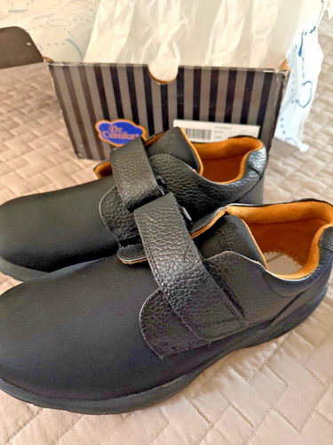 Dr Comfort Mens Ortho Diabetic Shoes 11XW Black w/ Strap Pair INSERTS NIB 6910