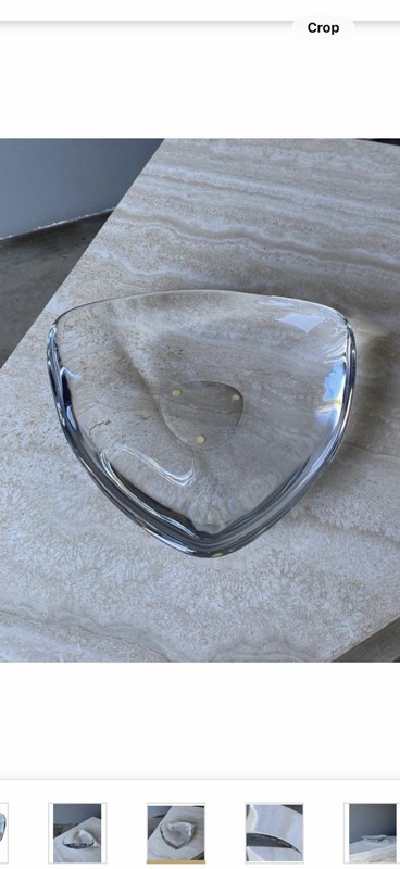 VINTAGE ORREFORS MARTTI RYTKONEN MID CENTURY SWEDISH HEAVY CRYSTAL TRIANGLE BOWL