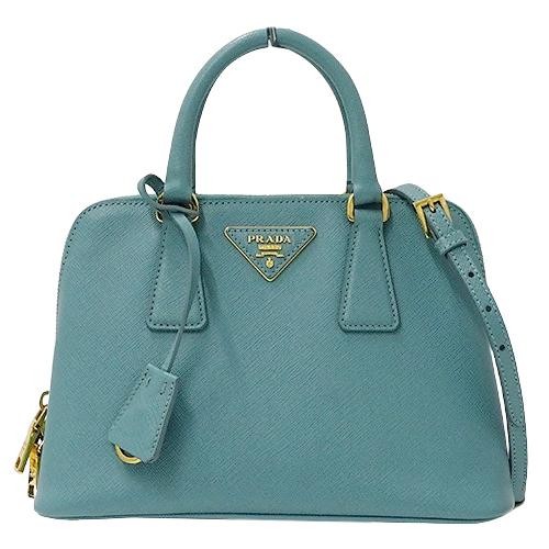 Prada Saffiano Leather Turquoise Blue Compact Shoulder Bag BL08038 #182