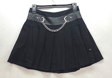 Sm Royal Bones PLEATED SKIRT Black Daang Goodman Chain Goth Punk Grunge zip Back