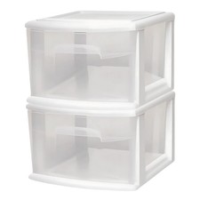 Homz Plastic 1 Drawer Medium Storage Cart, White Frame with Clear Drawer Used