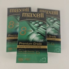 Lot of 3 Maxell 8 Hour T-160 VHS Premium Grade Blank VHS Tapes Sealed/New