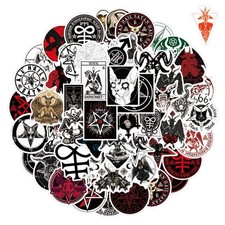 10 Random Satanic Stickers Devil 666 Decals Skull Satan Horror Red Free Shipping
