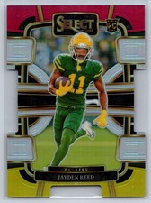 2023 Panini Select #38 Jayden Reed Red and Yellow Prizms Die Cuts