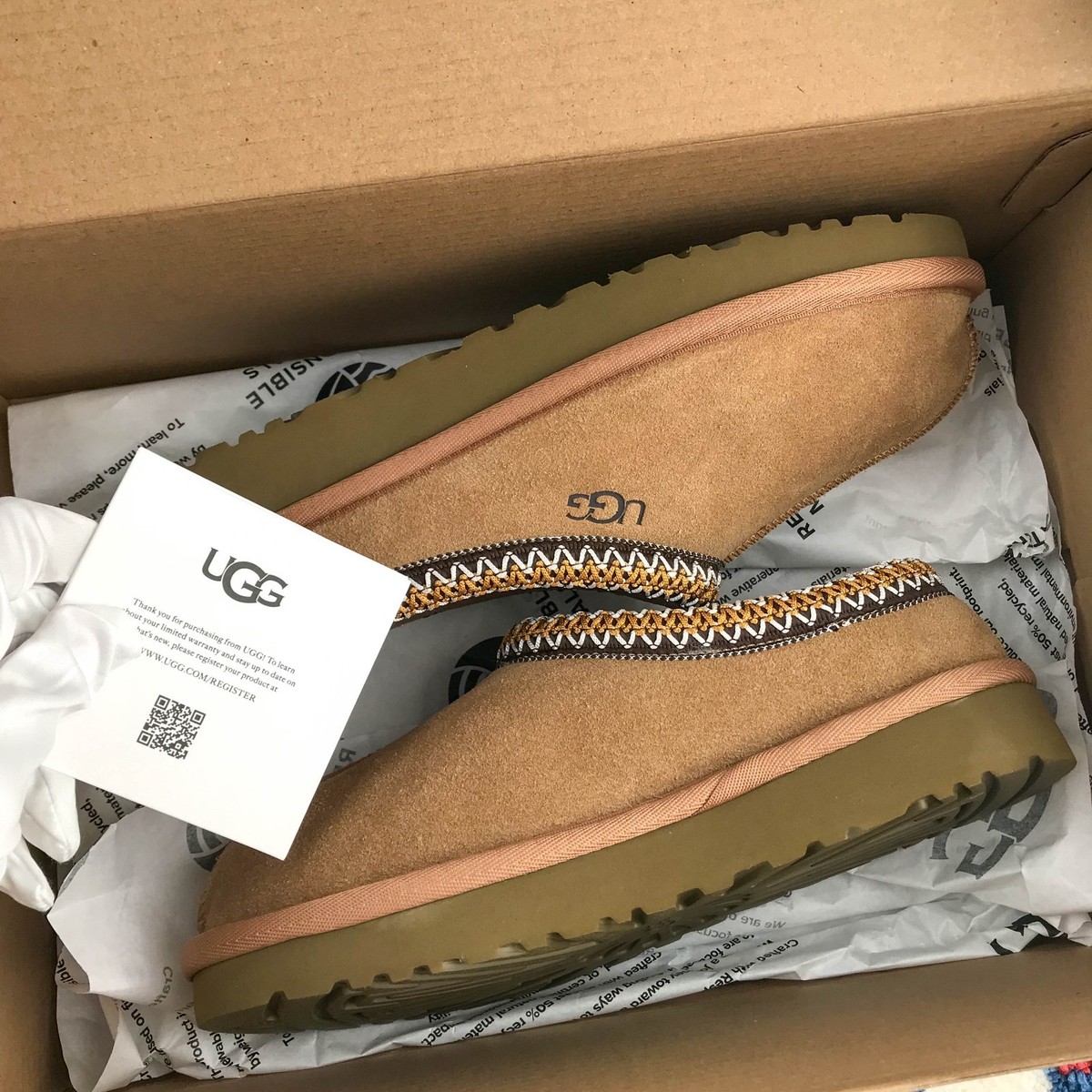 UGG Tasman II Chestnut Brown Braid Suede Wool Lined Women's Winter