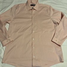 J. Ferrar Men's Black Stretch Pink Dress Slim Shirt L 16-16 1/2 32-33