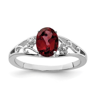 Sterling Silber Ring rhodiniert Granat Größe 8 Geschenk für Frauen