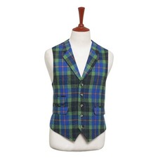 Mens Vest 44R Blue Green Orange Plaid Wool Waistcoat Casual Formal Wedding Party