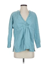 Hot Cotton by Marc Ware Women Blue 3/4 Sleeve Blouse M