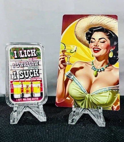 Tequila Shots Colorized 1 oz Silver Bar by Black Hand Bullion w/ COA (in case)