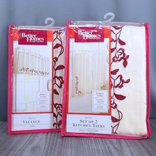 Rose Vine Curtains and Valance Cream With Garnet Red Better Homes and Gardens