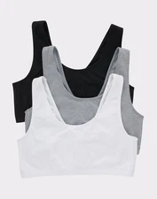 Hanes Tank Bralette 3-Pack ComfortFlex Fit Pullover Cool Comfort Tag Itch Free