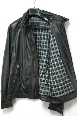 Burberry Black Label Leather Biker Jacket Men L No Fur Used | eBay