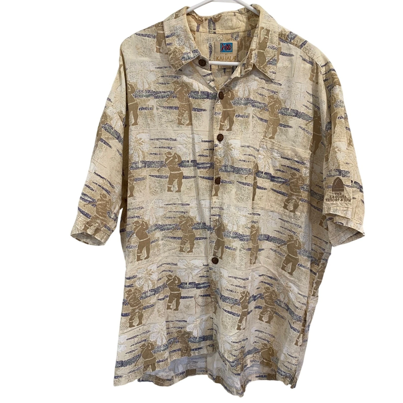 Kahala Hawaiian Islands Golf Resort La Costa Beige Rayon Blend Shirt XL
Opens in a new window or tab