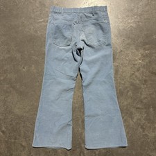 Vintage 70s Levis 663 Blue Corduroy Wide Leg Bell Bottoms 30x27 Distressed USA