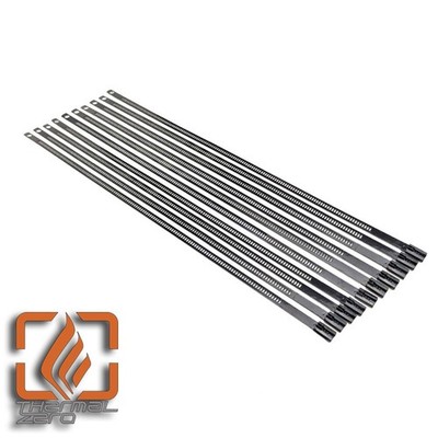 10 14'' BLACK LOCKING STAINLESS STEEL ZIP TIES FOR CABLE EXHAUST HEADER PIPE WRAP