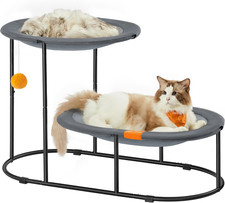 2-Tier Elevated Cat Hammock Bed, Breathable Furniture for Multi-Cat Households I