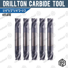 5 Pcs 4 Flute 1/4"x 1/2" x 2-1/2" Solid Carbide End Mill Double End AlTiN Coated