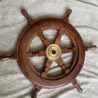 Vintage 18” Collectible Boat Ship Brass Wheel Wooden Steering Nautical NANCO — photo 4