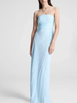 A.L.C. Light Blue Strapless Pleated High Side Slit Layla Style Gown Size 0