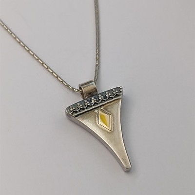 Vintage Silver Necklace Dainty Geometric Ethnic Style Two Tone Boho Arrow Point