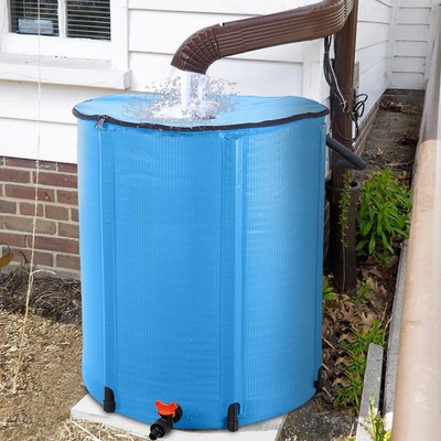 50 Gallon Collapsible Rain Barrel Portable Water Storage Tank with Filter Spigot