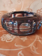 ancien grand cendrier en cristal val saint lambert décor taillé overlay bordeaux