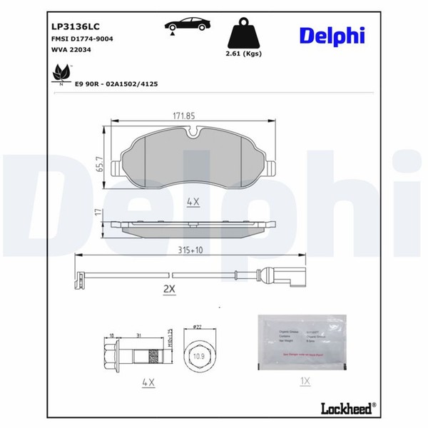 Delphi Bremsbelagsatz Scheibenbremse LP3136LC FüR Ford Transit V363 FCD FDD FED-image
