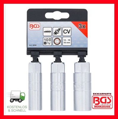 BGS 6858 Satz Zündkerzen Nuss Einsatz Zündkerzenschlüssel Zwölfkant 14 16 18mm
