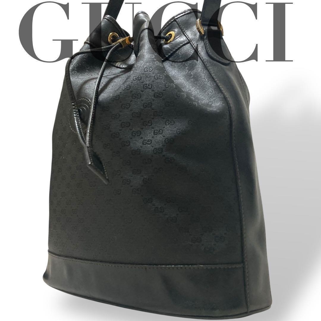 GUCCI GG Pattern PVC Leather Drawstring Crossbody… - image 1