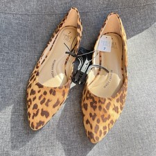 NWT Time And Tru Shoes Womens Size Memory Foam Pointed Toe Ballet Flats Leopard