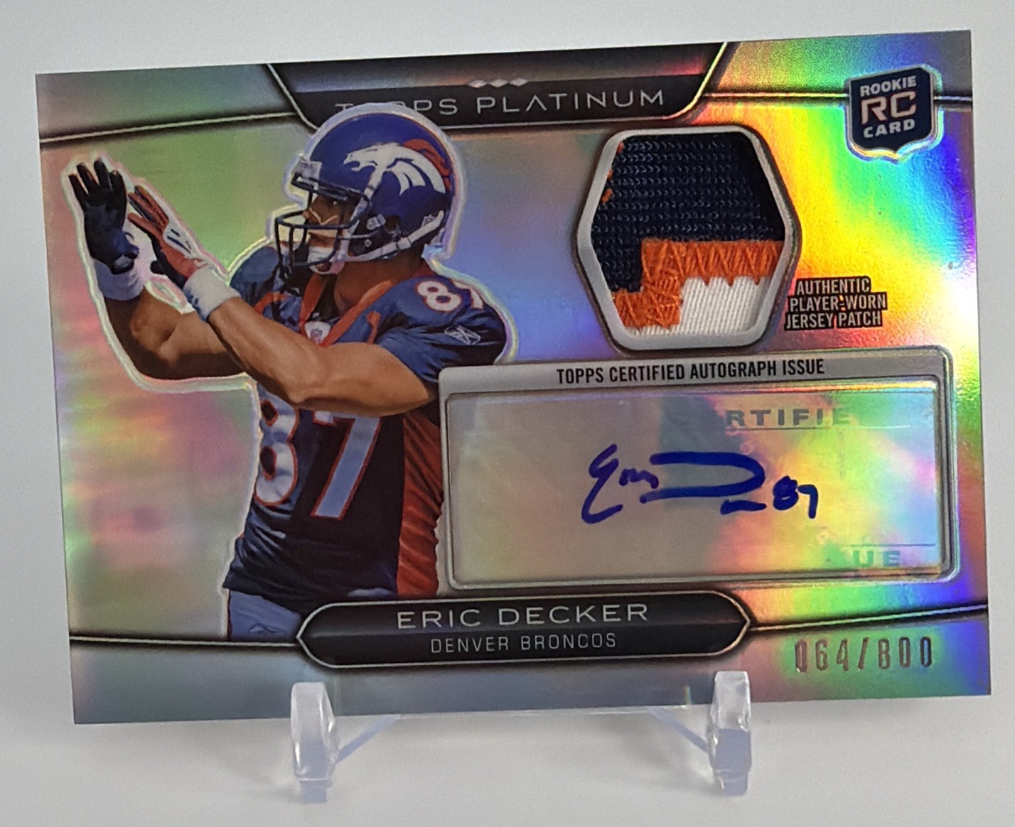 Eric Decker Topps Platinum Patch Autograph #ARPED Base