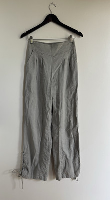 Venus Pants Womens XSmall Gray Linen/Cotton Elastic Waistband Lace Ankle Closure