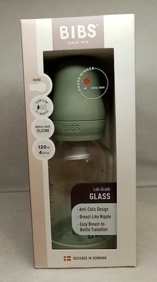BIBS Baby Glasflasche 120ml Salbei/Sage Ab Geburt - NEU (H011) 